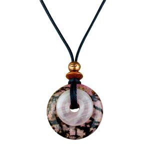 Rhodonite and Rose Quartz Pendant Handmade